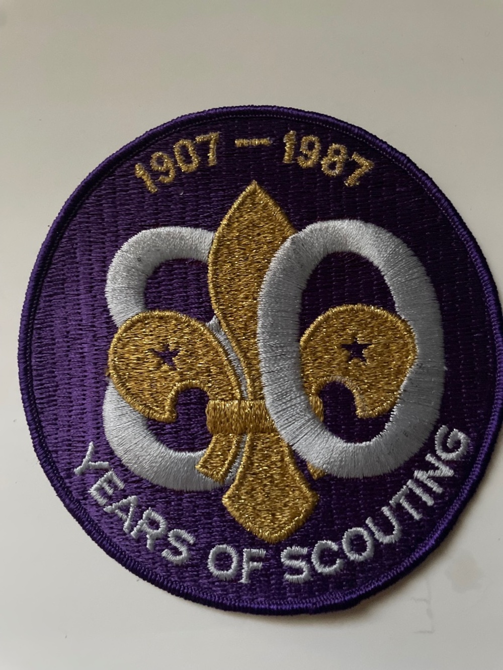 Boy Scout Canada Patch 1907-1987 Purple Badge